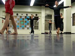 Dancers warm up