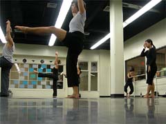 Dancers warm up